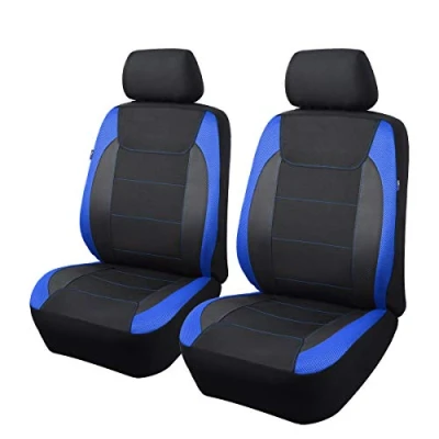 Image of Flying Banner Gabardine Mesh Front Car Seat Covers Airbag Compatible Protector Universal for Most Truck Vans SUVs (Black and Blue)