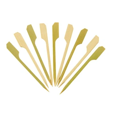 Image of [100 Count] 3.5 Inch 9cm Bamboo Wooden Paddle Picks Skewers for Cocktails, Appetizers, Fruits, and Sandwiches