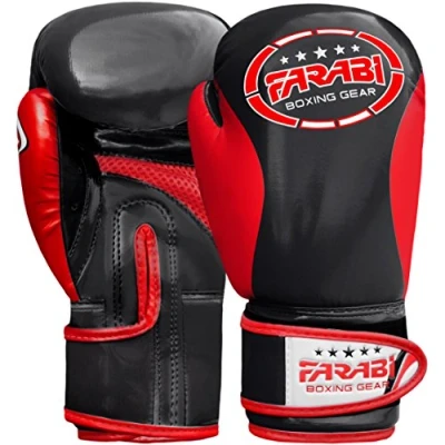 Image of Farabi Sports Kids Boxing Gloves Junior Muay Thai Youth Kickboxing Sparring Punching Bag Training (2 oz, Black)