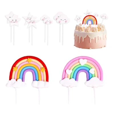 Image of 10 Pieces Of Cloud Inserts, Rainbow Birthday Cake Creative Dessert Decorations, Party Decorations