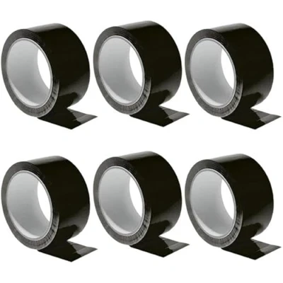 Image of isupli 6 x Black Parcel Packaging Tape 48mm 66m Heavy Duty Strong Adhesive Cello for Packing Cardboard Box House Moving Shipping