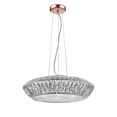 Image of Armel 5 Light LED Crystal Rosy Gold Pendant Ceiling