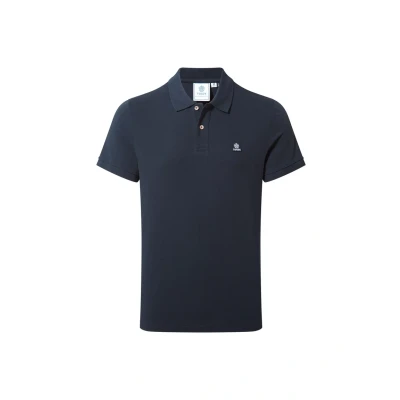 Image of TOG24 Braunton Men&#039;s Polo Shirt, Short Sleeves Cotton Pique Polo, Branded Buttons Dark Indigo