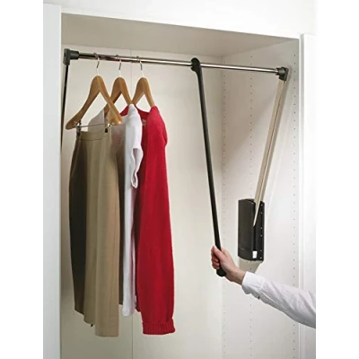 Image of Servetto Adjustable Wardrobe Lift Clothes Fan Foldable Black Nickel Plated Width 600 1000 mm Pack of 1 Rail