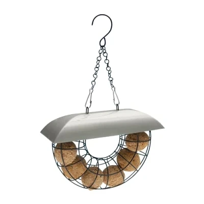 Image of Copdock Mill Half Moon Bird Feeder With 6 Suet Balls All Year Round Wild Hanging Station 100% Natural Ingredients Feeders Suitable For Species