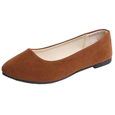 Image of Women Slip On Flat Comfortable Walking Ballerina Shoes, Ladies UK Cute Ballet Shoes Pointed Toe Pumps Loafers Dolly