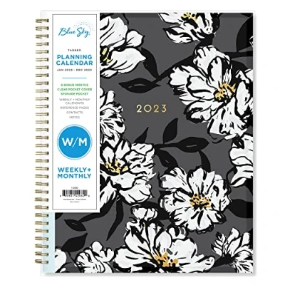 Image of Blue Sky 2023 Weekly and Monthly Planner, January December, 8.5&quot; x 11&quot;, Clear Pocket Cover, Wirebound, Baccara Dark (142082)