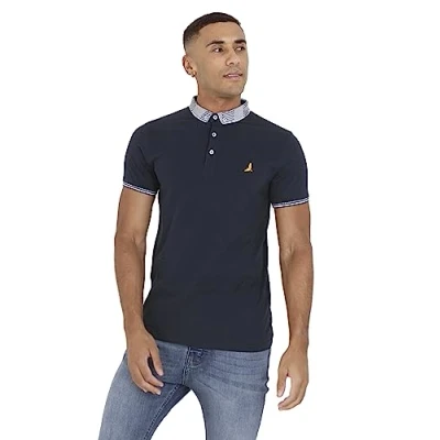 Image of BRAVE SOUL Men&#039;s Polo T Shirts Short Sleeve Tee Top Classic, Navy Colour, UK Size S