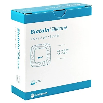 Image of Biatain Silicone Foam Adhesive Dressing 7.5x7.5cm Pack of 10