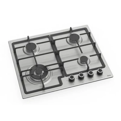 Image of Ferre EL015/W 60cm Built in Gas Hob Stainless Steel Body Cast Iron Pan Supports Wok Burner