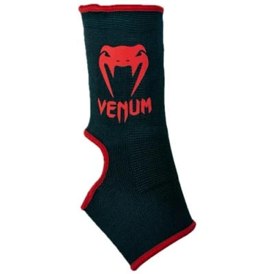 Image of Venum Unisex Kontact Ankle Guards, Black/Red, unique size (M/L)