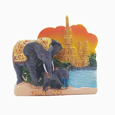Image of Elephant of Thailand 3D Fridge Magnet Travel Souvenir Gift,Home &amp; Kitchen Decoration Magnetic Sticker Refrigerator Collection