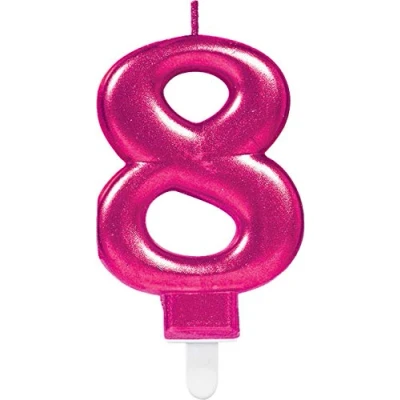 Image of (PKT) Adult Metallic Pink Candle Number 8