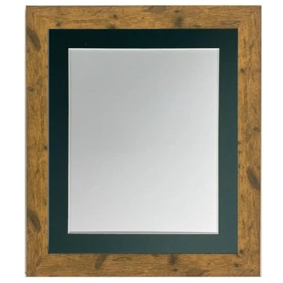 Image of FRAMES BY POST Studio Antique Wood Picture Photo Frame with Dark Green Mount A1 for Image Size A2