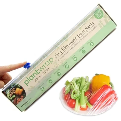 Image of Plantwrap Eco Cling Film Made from Plants, Food Wrap, 30cm X 100m Large Roll, Free BPA &amp; Phthalates, Alternative to Beeswax, Microwave Freezer Safe, Recyclable, Vegan