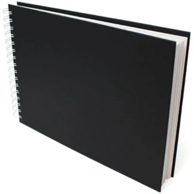 Image of Artway Studio Spiral Bound A3 Sketchbook Landscape 96 Sides/48 Pages of 170gsm Cartridge Paper Black Hardback