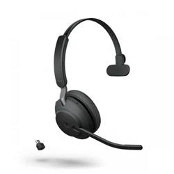 Image of Jabra Evolve2 65 Wireless PC Headset Noise Cancelling Microsoft Teams Certified Mono Headphones With Long Lasting Battery USB C Bluetooth Adapter Black