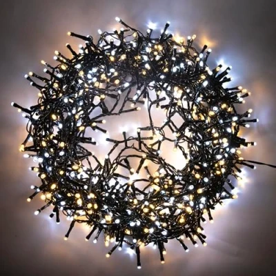 Image of SHATCHI 750 LEDs Fairy String Lights Warm White and Cool Indoor/Outdoor Christmas Tree/Home/Party/Wedding/Garden Decorations Green Cable 8 Modes Mains Powered Memory Auto Timer