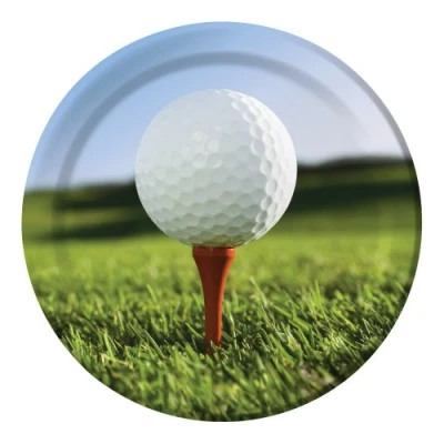 Image of Creative Converting 8 Count Sports Fanatic Golf Sturdy Style Paper Dinner Plates, 8.75&quot;, Multicolor