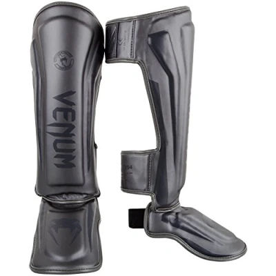 Image of Venum Elite Standup Shinguards, Grey/Grey, Large