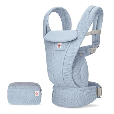 Image of Ergobaby Omni Deluxe All in One Baby Carrier for Newborns from Birth up to 20kg, Ergonomic 4 Position mesh Back Travel System, Serene Blue