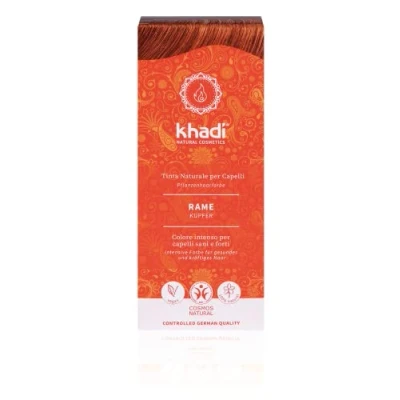 Image of khadi copper plant hair color, dye for radiant gold to fiery red, 100% based, natural &amp; vegan, certified cosmetics, 100g