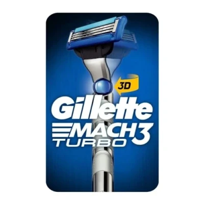 Image of Gillette Mach3 Turbo Men&#039;s Razor + 1 Blade Refill, 3D Motion To Fit The Contours Of One&#039;s Face, Stronger Than Steel Blades, Enhanced Lubrastrip