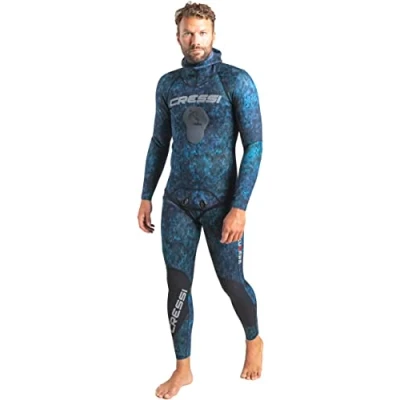 Image of Cressi mens Two Piece 2 pieces Spearfishing Wetsuits, Camo Blue, X Large US