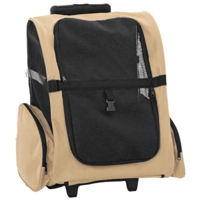 Image of vidaXL Pet Trolley 3 in 1 Carrier/Backpack/Bag Sand