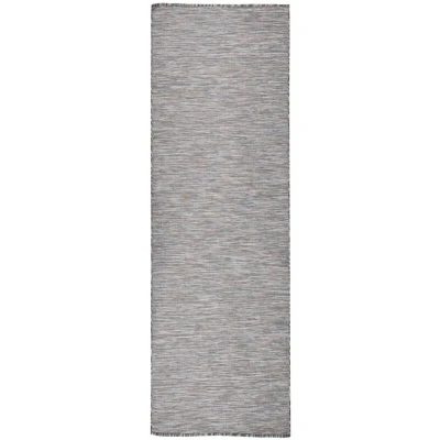 Image of vidaXL Outdoor Flatweave Rug 80x250 cm Brown and Blue