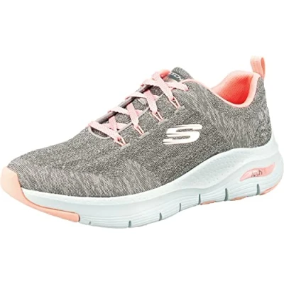 Image of Skechers Women&#039;s Arch FIT Sneaker, Gray Knit/Pink Trim , 6 UK medium