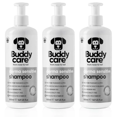 Image of Buddycare Derma Sensitive Dog Shampoo With Aloe Vera and Pro Vitamin B5 (500ml x3)