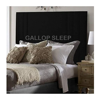 Image of Gallop Sleep Headboard for Divan Bed Rio 3 padded Turin fabric Bedroom Furniture (Black, Small Double 4 FEET, Height 24 INCHES)