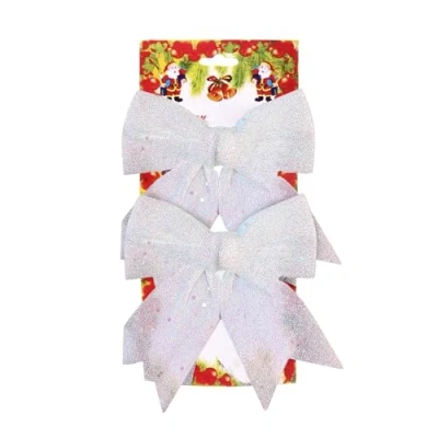 Image of AEX Christmas Tree Bows Large Red for Decorations Glitter Decorative Bow Ornaments Home Party (2X White)