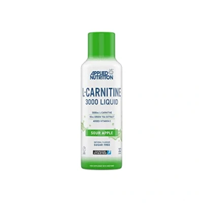 Image of Applied Nutrition L Carnitine 3000 Liquid with Green Tea &amp; Vitamin C, Boosts Energy Weight Management, Vegan (480ml 32 Servings) (Sour Apple)