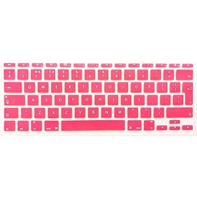 Image of FINDING CASE EU/UK Keyboard Cover Compatible Older Apple Macbook Air 11 inch A1370/A 1465(2015/2014/2013/2012/2011/2010release) Waterproof Adhesive Protective Silicone Skin Hot pink