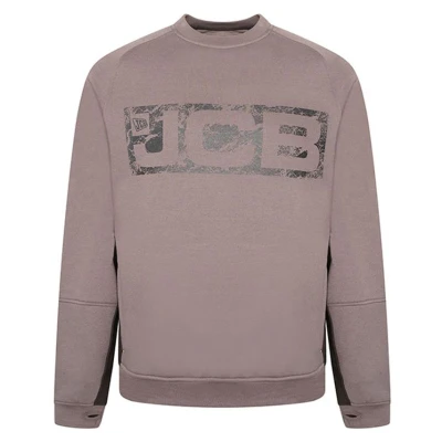 Image of JCB Trade Crew Sweatshirt, Large Made with 80% Cotton &amp; 20% Polyester Men&#039;s Jumpers Branding Details Cordura Fabric Elbow Patches Mens Clothes 320gsm Grey