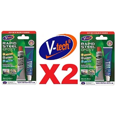 Image of 2 x V Tech VT 144 Rapid Steel Epoxy Quick Reinforced Metal Weld Packs