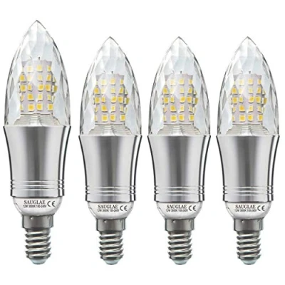 Image of SAUGLAE E14 LED Candle Bulbs 12W, 100W Incandescent Equivalent, 3000K Warm White, 1200Lm, Small Edison Screw Light Bulbs, Pack of 4