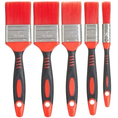 Image of Fit for The Job 5 pc Loss Free Soft Grip Paint Brush Set a Smooth Finish with No Bristle Emulsion, Gloss, Satin on Walls, Ceilings, Woodwork, Metal 0.5, 1, 1.5, 2x 2 inch Brushes