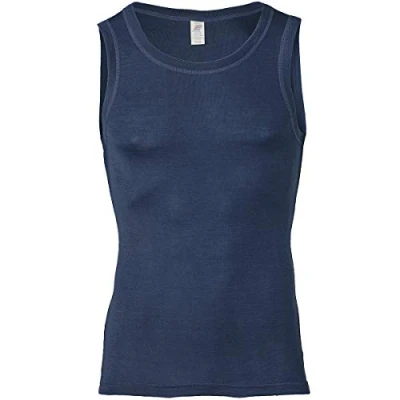 Image of Engel Natur, Men&#039;s Sleeveless Vest, 70% Organic Wool and 30% Silk (UK 44/46 Chest EU 54/56, Navy)