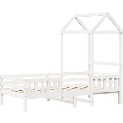 Image of vidaXL Bed Frame with Roof without Mattress White 80x200 cm