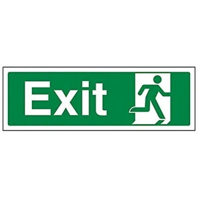 Image of V Safety Final Exit Man Right Sign Landscape 300mm x 100mm Self Adhesive Vinyl, Green