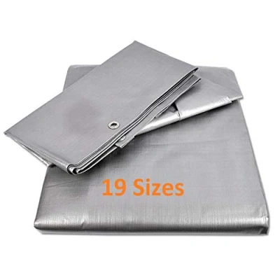Image of Tarpaulin Waterproof Heavy Duty 140GSM Universal Silver tarp Sheet Premium Quality Cover Made of Furniture Camping (5 x 8m)