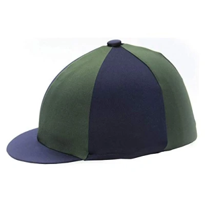 Image of HY Two Tone Green and Navy Lycra Riding Hat Silk
