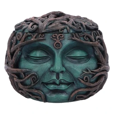 Image of Nemesis Now Tree Spirit Treasure Box 10.5cm, Resin, Green, Vined Face Box, Spiritual Nature Gift, Removable Lid, Cast in the Finest Expertly Hand Painted
