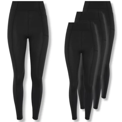 Image of FM London 3 Pack High Waisted Leggings (UK, Alpha, S, M, Regular, Black)