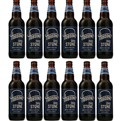 Image of Hobson Dhustone Smooth Dark Stout Ale 4.3% ABV 500ml (12 Pack Case) Premium Traditional English Real Ale, by a Craft UK Brewery