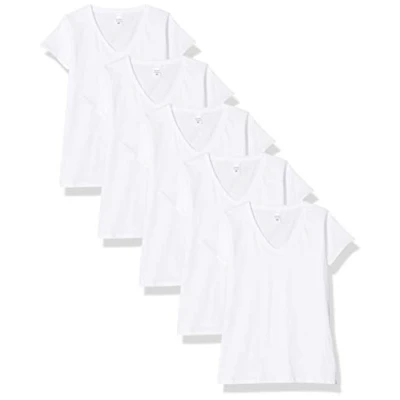 Image of Fruit of the Loom Women&#039;s Ladies Iconic, Lightweight Ringspun Tee, 5 Pack T Shirt, White (White 30), 14 (Size:2XL) (Pack 5)