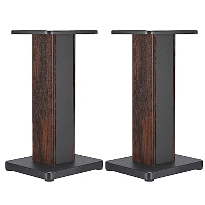 Image of sourcing map Wood Grain Speaker Stands 1 Pair 19.7 Inch (50cm) Universal Stand Hollowed Enhanced Audio Listening for Home Theaters Cinema